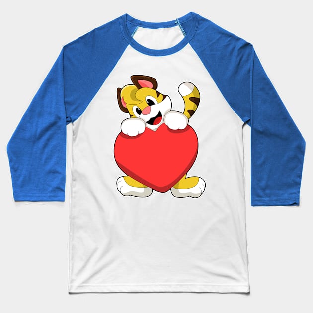 Tiger with Heart Baseball T-Shirt by Markus Schnabel